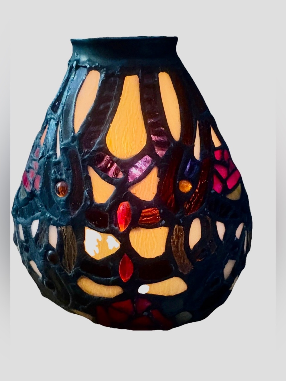 Tiffany Style set of 2 Small VTG  6" X 5 Stained Glass Lamp Shades